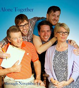The cast of Alone Together, (L to R): Charlie Winton, Brett Cantrell, Austin Olive, Andy Riggs, and Bonita Allen. Not pictured is Corrine Bupp.