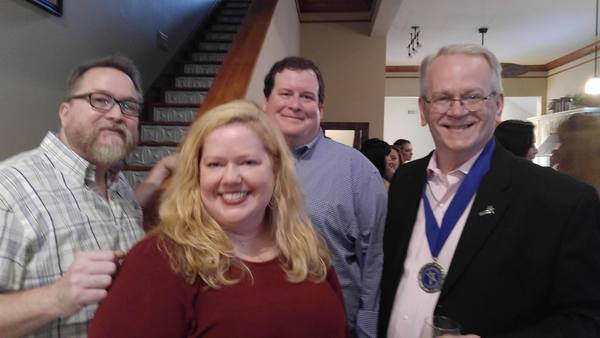 L to R: Samuel Whited (actor), Rachel Agee (actor), John Mauldin (actor/IDS host) and Jeffrey Ellis (Theatre Critic/ First Night co- Founder)